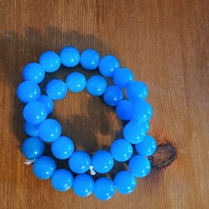 Bright Blue Beaded Stretch Bracelet - Bold Round Beads